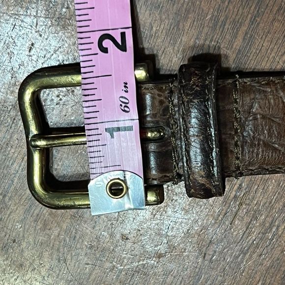 Christian Dior Brown Leather Patterned Full Grain Leather Belt Gold Buckle EUC main image 4